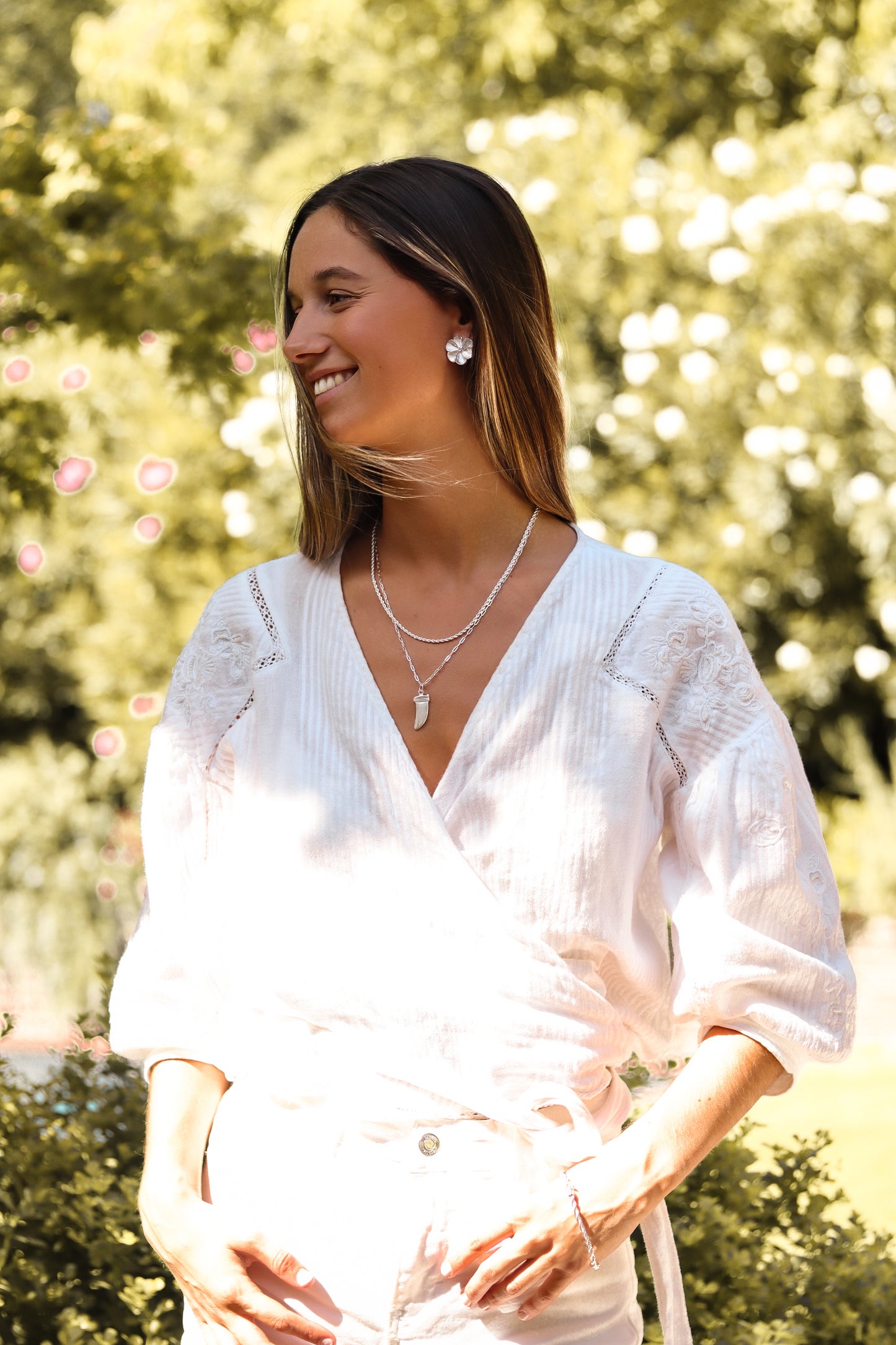 Aros Flor Circones Plata