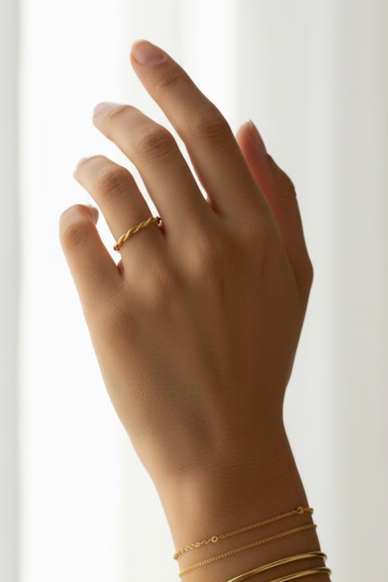 Anillo Trenza Dorada