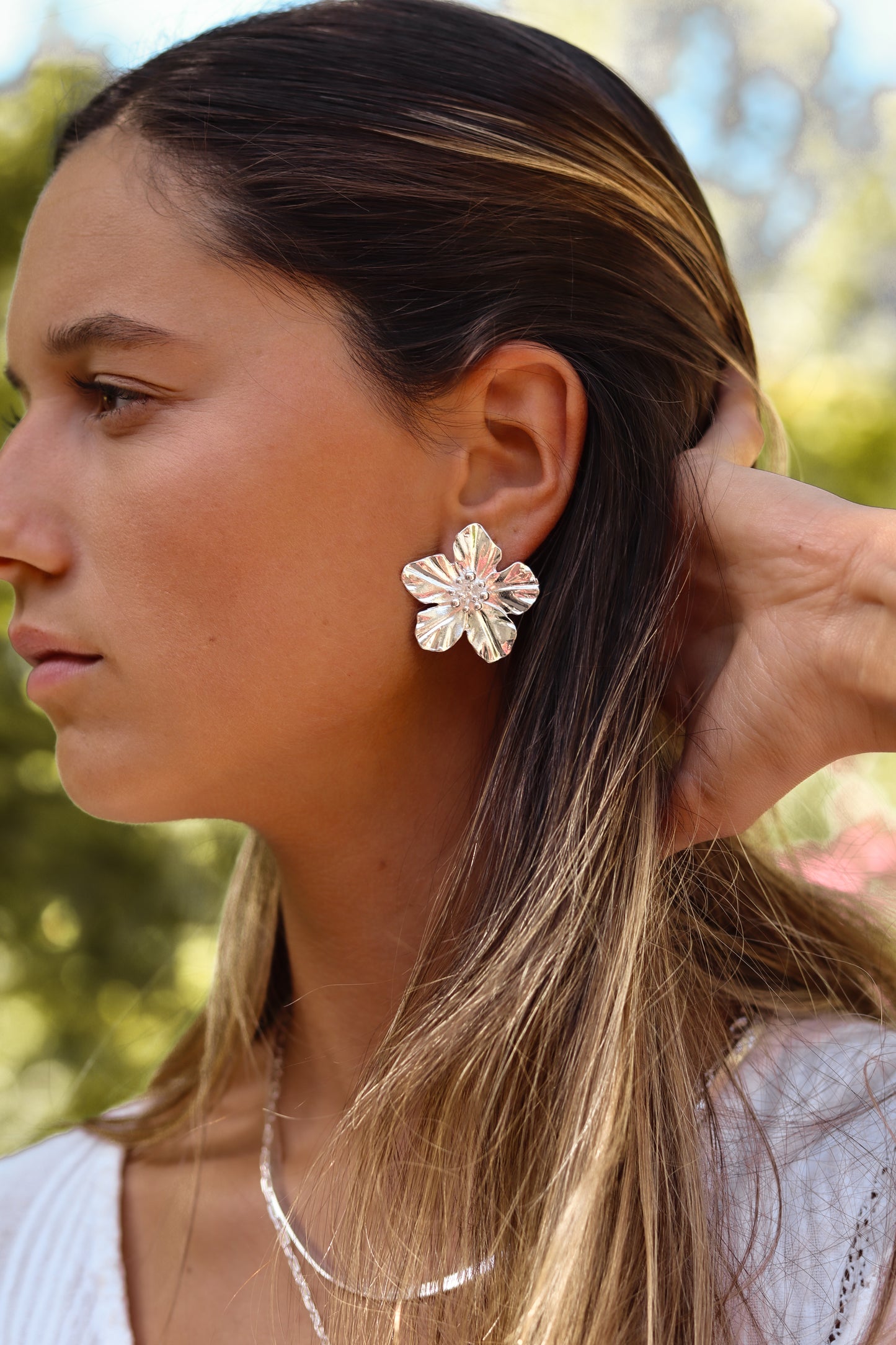 Aros Flor Plata