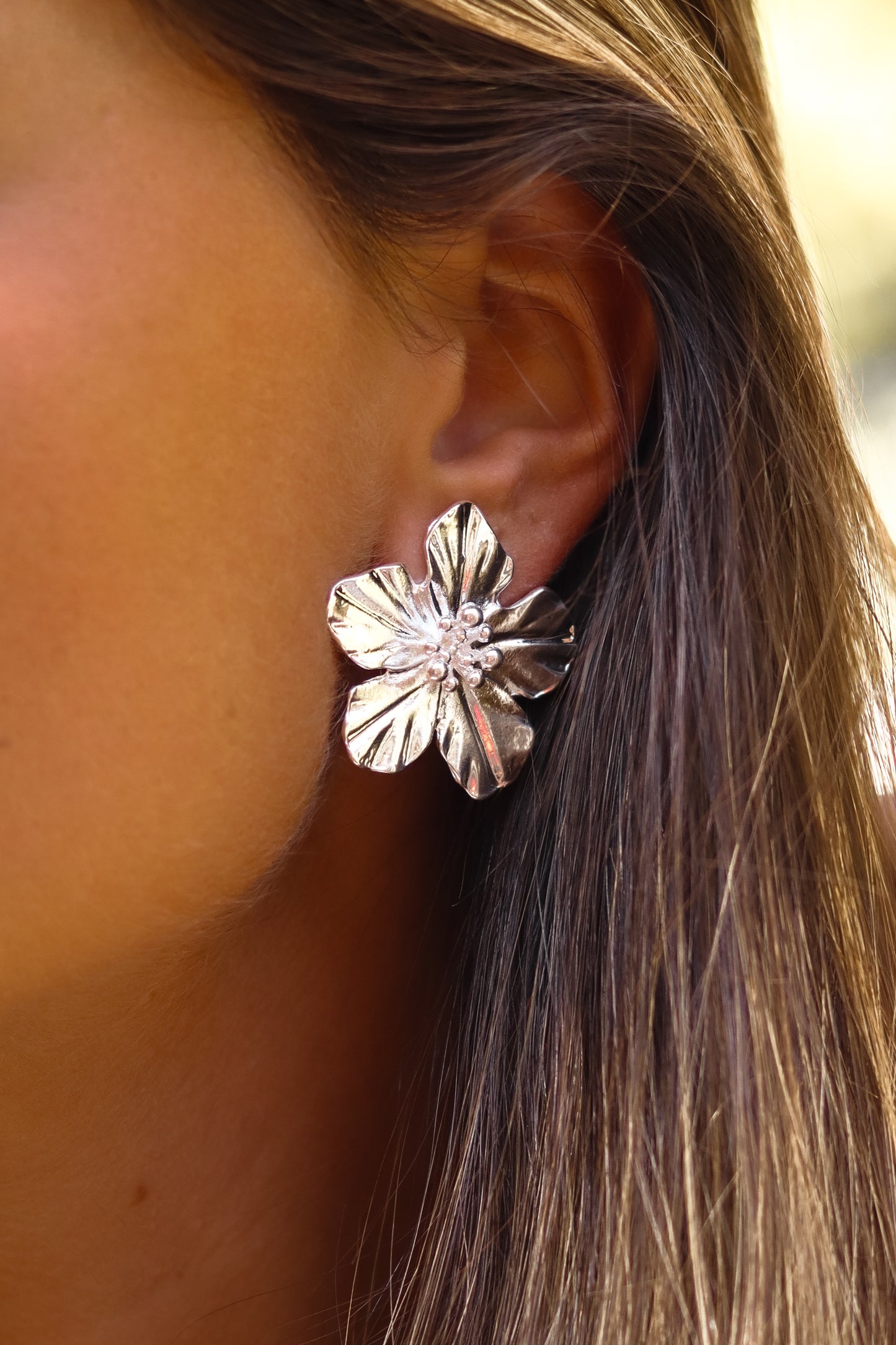 Aros Flor Plata