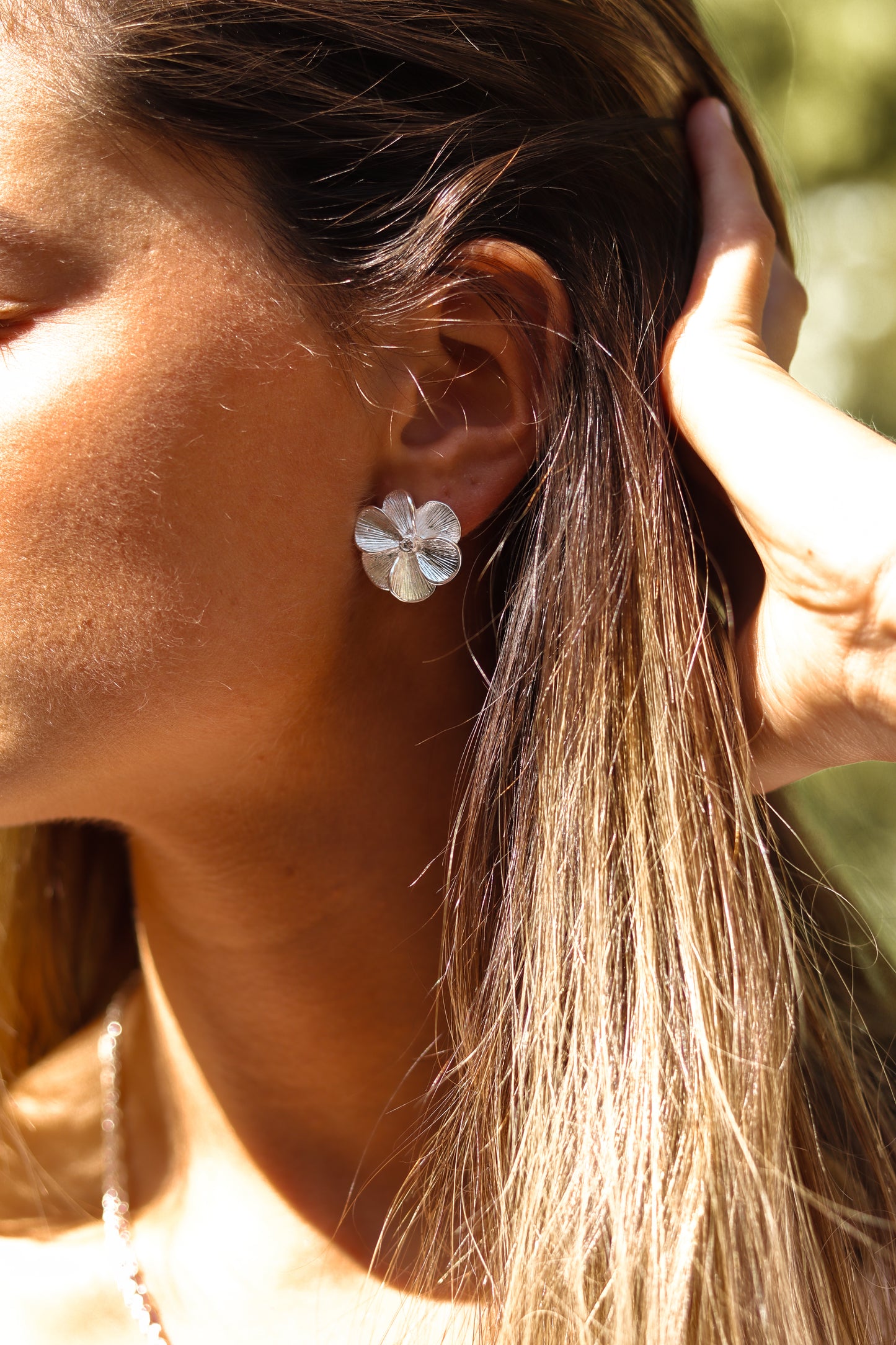 Aros Flor Circones Plata